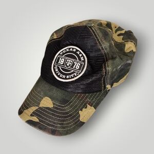 Camo cap featuring Texas A&M University logo cap hat trucks hat